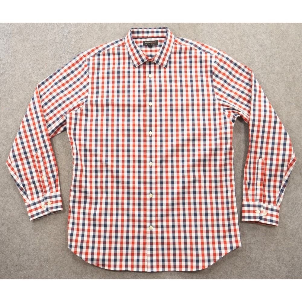 Banana Republic Shirt Mens Extra Large Red Blue Button Non Iron Long Sleeve